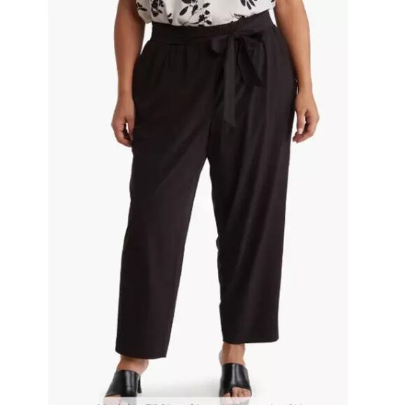 NEW T TAHARI Elastic Waist Belted Pull On Pants Size 16/18 - Picture 1 of 4